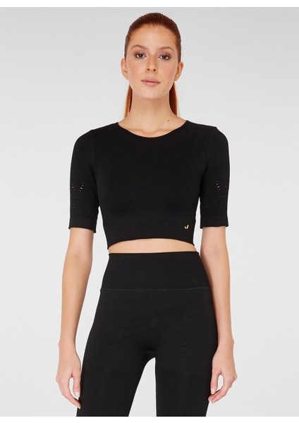 Naples Kısa Kol Crop Top Econyl Siyah fırsatları