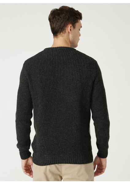 O Yaka Ajurlu Desen Antrasit Melanj Kazak modelleri