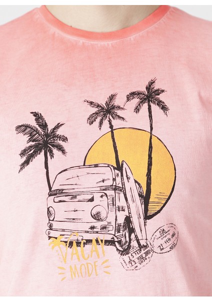 Erkek Pembe Bisiklet Yaka T-Shirt indirimleri