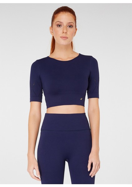Naples Kısa Kol Crop Top Econyl Lacivert
