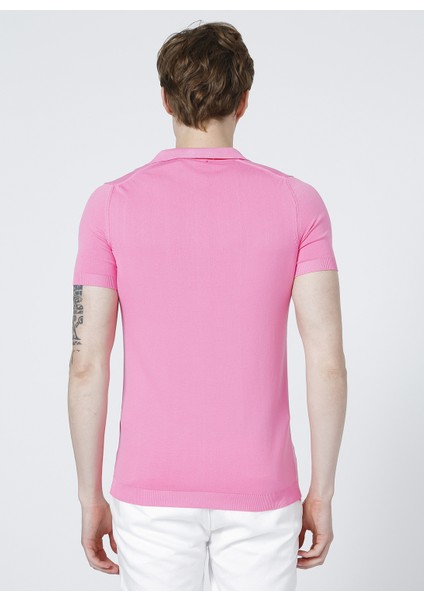 Polo Studio X Fabrika V Yaka Basic Pembe Triko