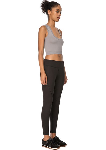 Linden Açık Yaka & Yumuşak Dokulu Gri Kadın Crop Top indirimleri