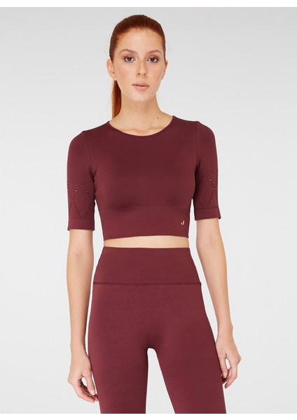 Naples Kısa Kol Crop Top Econyl Bordo