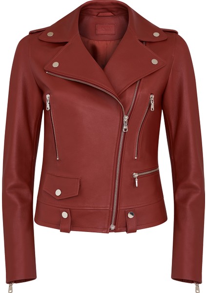 Amelia Kırmızı Kadın Deri Ceket