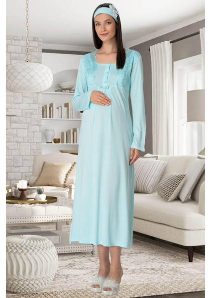 5343 Dantelli Pudra Hamile Lohusa Gecelik