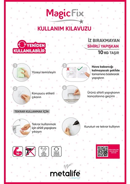 Okyanus Home - Sihirli Yapışkan Kancalı Siyah Lamalı 2 Adet Dikdörtgen Banyo Rafı