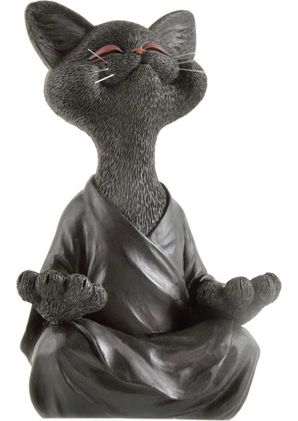 Dekoratif Yoga Yapan Kedi Biblo Meditasyon Kedi Heykeli Ev Dekoru