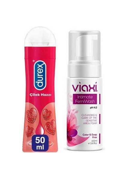 Jel Çilek Hazzı 50ML ve Viaxi Femiwash Intim Temizleme Köpüğü 100ML