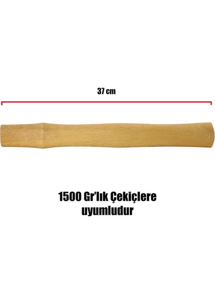 BADEM10 Çekiç Sapı 1500 gr Ergonomik Ahşap Sap 37 cm