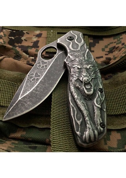 3D Kurt Ağır Katlanır Çakı Stonewash