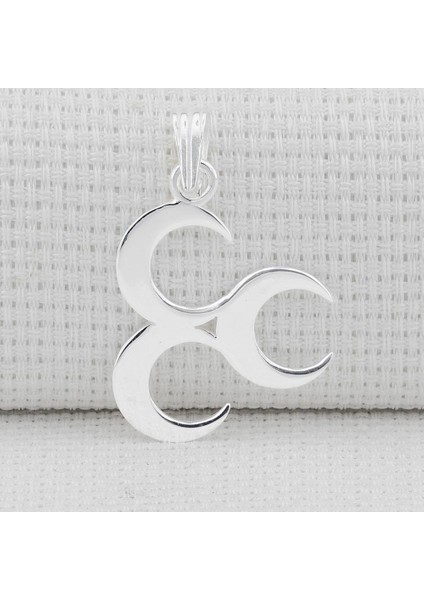 Üç Hilal Tasarımlı Parlak 925 Ayar Gümüş Kolye Ucu