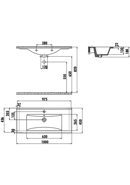 Su 45X100 cm Dolap Mobilya Uyumlu Lavabo SU100 fiyatları