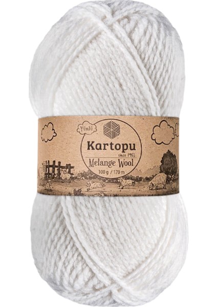 Melange Wool El Örgü Ipi Renk KODU:K010 - Beyaz