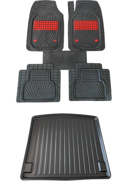 Dacia Duster 4x4 (2018-2021) Juin Kırmızı Havuzlu Paspas + Elmas Kesim Bagaj Havuzu