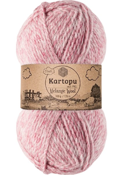 Melange Wool El Örgü Ipi Renk KODU:K9004 - Pembe Melanj
