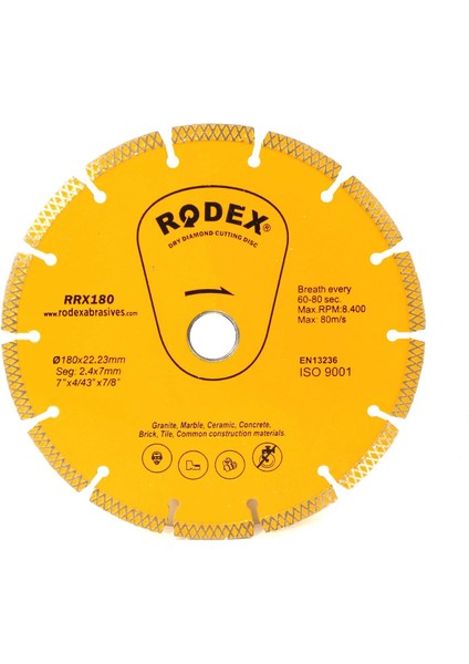 Elmas Kesme Diski Tuğla, Granit, Mermer 180MM fiyatları