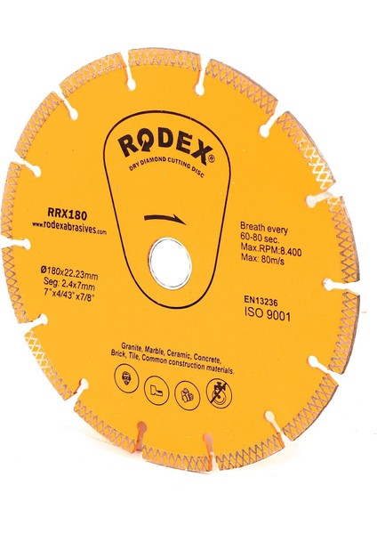 Elmas Kesme Diski Tuğla, Granit, Mermer 180MM modelleri