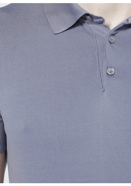 Polo Studio X Fabrika Polo Yaka Basic Gri - Mavi Triko