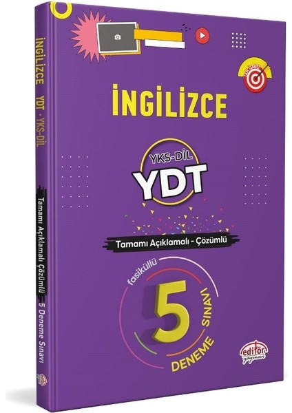 Editör Yayınları İngilizce YDT / YKS-Dil Tamamı Çözümlü 5 Deneme Sınavı Fasiküllü