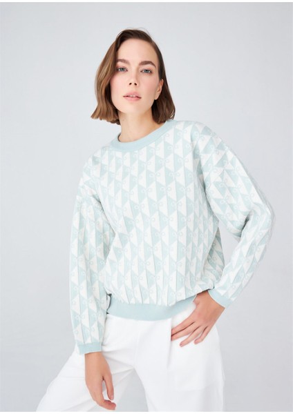 Bol Kesim Bisiklet Yaka Kadın Triko Kazak Buz Yeşili fiyatları