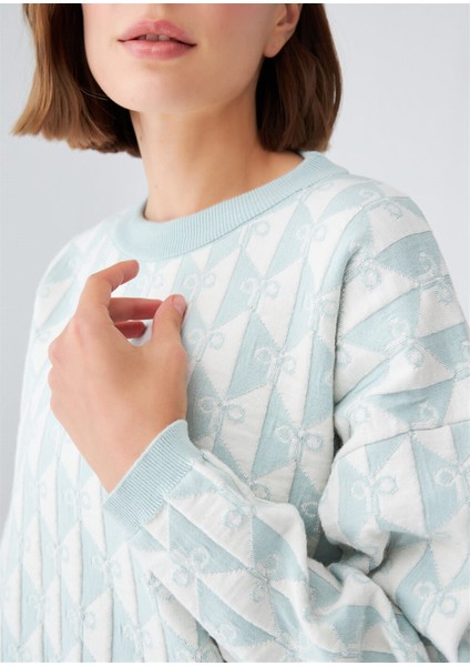 Bol Kesim Bisiklet Yaka Kadın Triko Kazak Buz Yeşili fırsatları