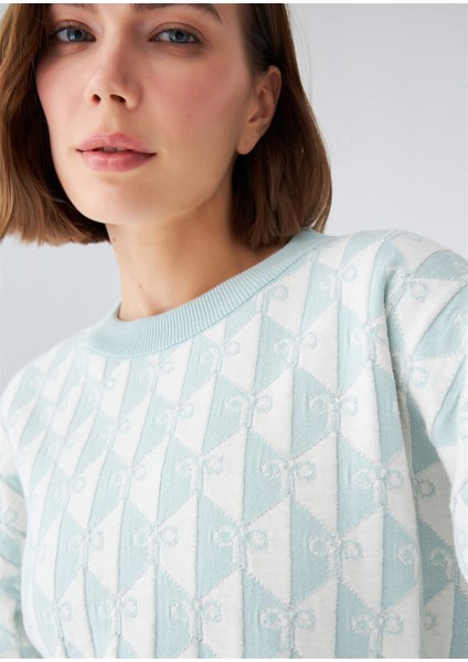 Bol Kesim Bisiklet Yaka Kadın Triko Kazak Buz Yeşili indirimleri