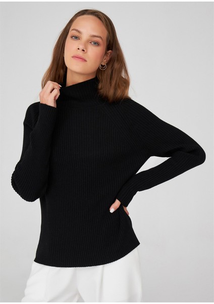Fit Kalıp Balıkçı Yaka Kaşmir Kadın Triko Kazak Siyah fiyatları