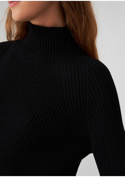 Fit Kalıp Balıkçı Yaka Kaşmir Kadın Triko Kazak Siyah indirimleri