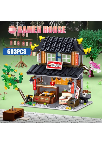 603 Adet Yeni Şehir Mini Japon Ramen House Street View Food Shop Yapı Taşları (Yurt Dışından)