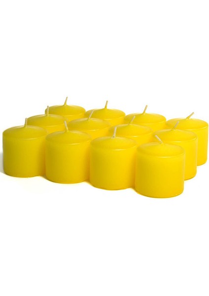 12 Li Votiv Kütük Mum Sarı Renk