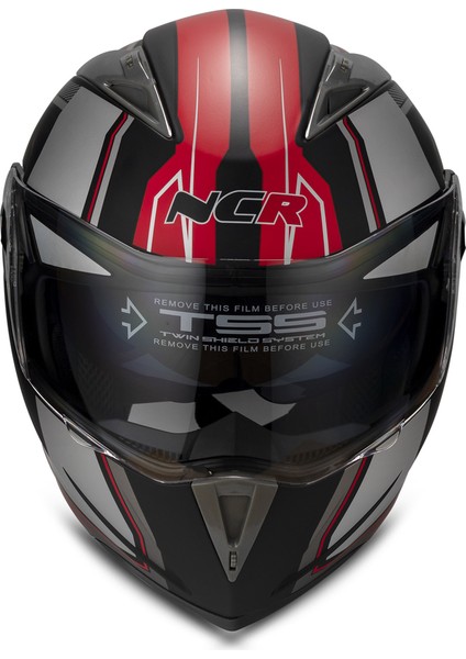 Çene Açılır Kask Vizörlü Kırmızı-Siyah L Beden Ece Belgeli fiyatları