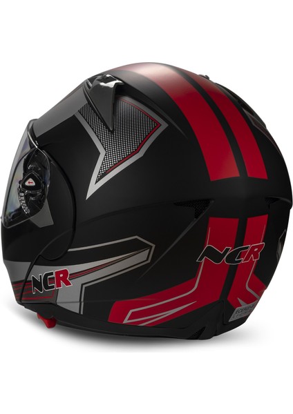 Çene Açılır Kask Vizörlü Kırmızı-Siyah L Beden Ece Belgeli fırsatları