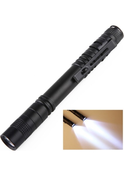 Mini LED Kalem Şeklindeki Güçlü Fener Kalem Klip Torch, Boyutu: 13.3cm-Siyah