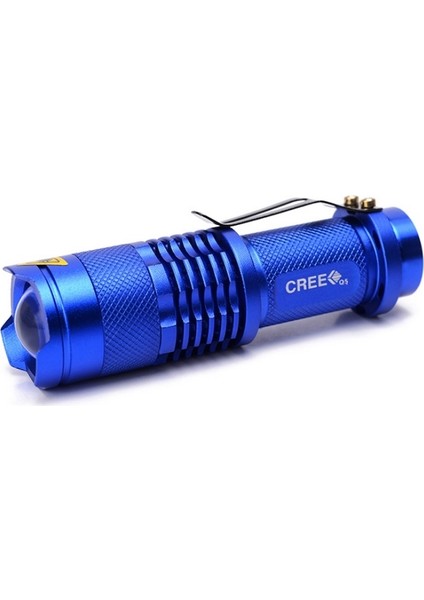 2 Adet Mini Zoom LED El Feneri Çift Amaçlı Geri Çekilebilir El Feneri-Mavi