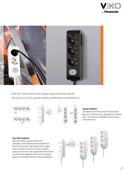 Siyah Altılı Anahtarlı Grup Priz 3 Metre fiyatları