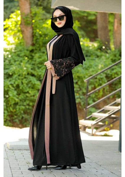 Neva Style - Volan Kollu Somon Tesettür Abaya 55084SMN