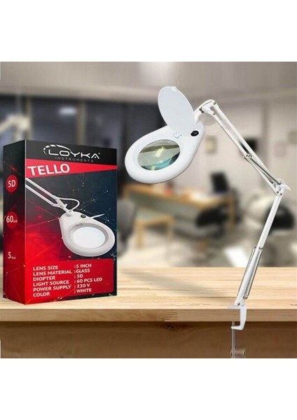 Tello LED Işıklı Masa Bağlantılı Büyüteç 5x