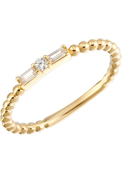 Altın Baget Taşlı Top Yüzük