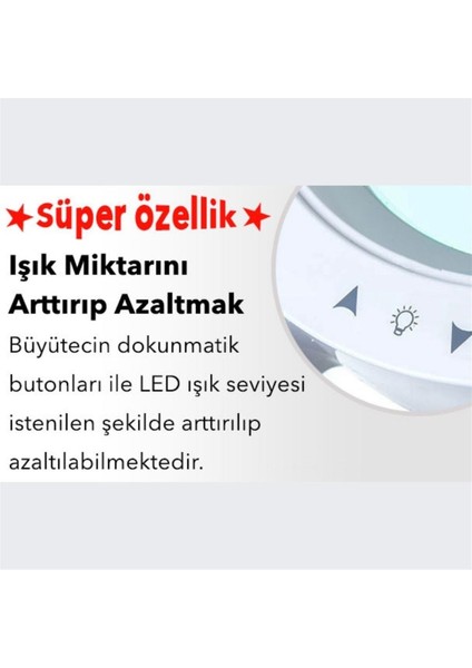 6017-8 Ayarlanabilir Işık Seviyeli Ayaklı ve Masaüstü Lup 8x