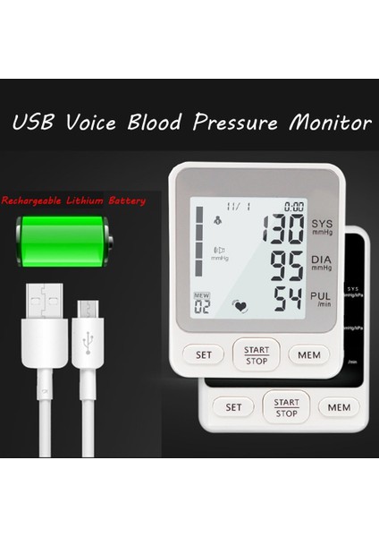 Sesli USB Otomatik Tonometre Dijital Bilek Kan Basıncı Monitörü (Yurt Dışından)