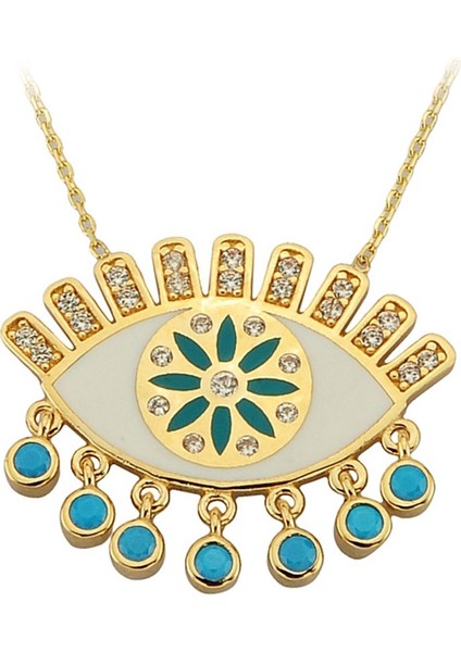 Altın Firuze Taşlı Göz Kolye