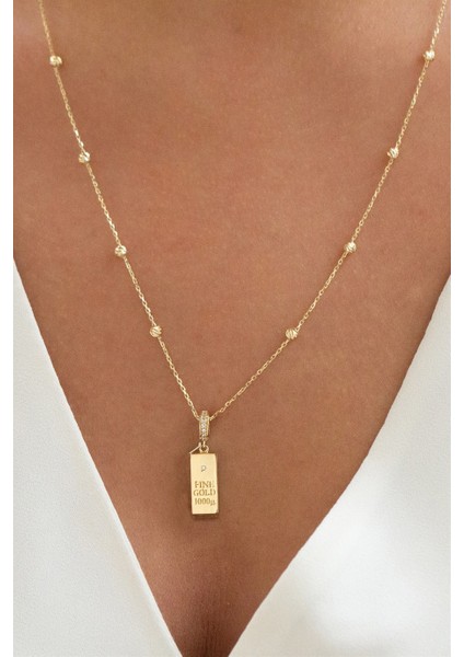 Altın Dorika Toplu Külçe Altın Motifli Kolye