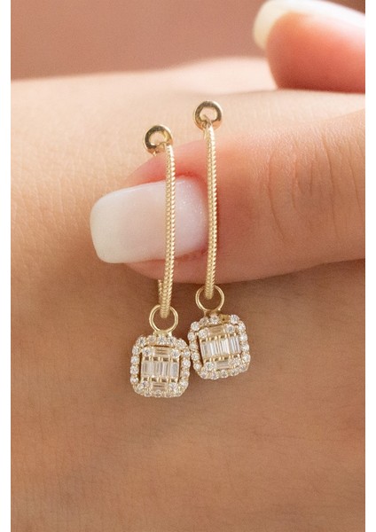 Altın Baget Taşlı Küpe fiyatları