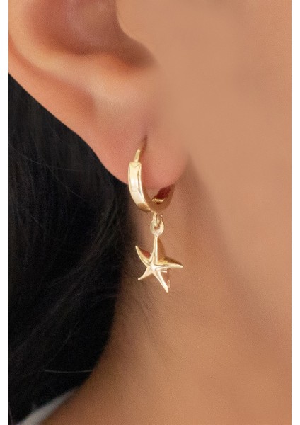 Altın Deniz Yıldızlı Küpe