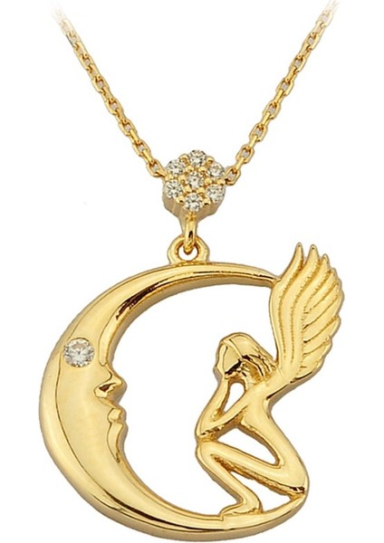 Altın Ay Melek Kolye