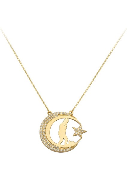 Altın Atatürk Ay Yıldız Kolye