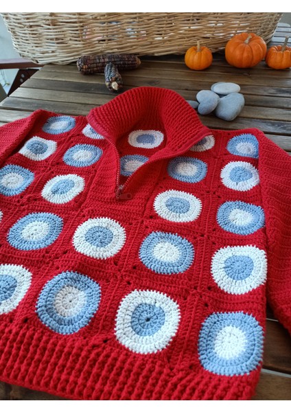 Handmade El Örgüsü Kadın Bomber, %100 Pamuk Motif Bomber fırsatları