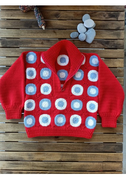 Handmade El Örgüsü Kadın Bomber, %100 Pamuk Motif Bomber indirimleri