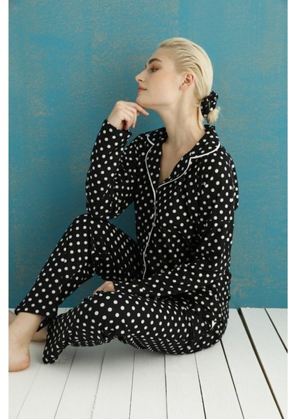 Kadın Süet Boydan Düğmeli Pijama Takımı - 5660-15 fiyatları