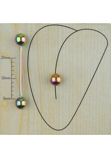 Renkli Çelik Dil Piercing 25MM